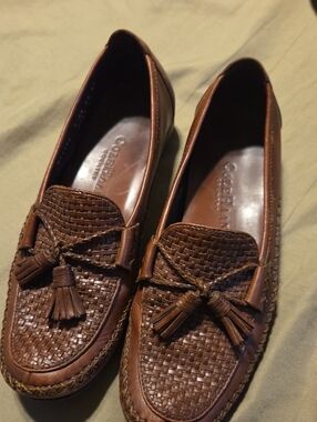 Cole Haan Brown Woven Tassel Loafers
